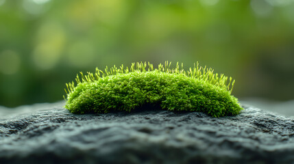 Fototapeta premium Green Moss Growing on Gray Stone