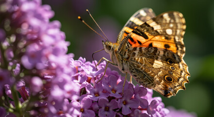 Butterfly on lilac flowers