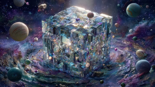 Cosmic Crystal Cube Structure In Outer Space