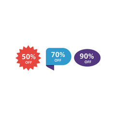 Percentage off discount sale stickers set 50 70 90 percent retail promotion vector