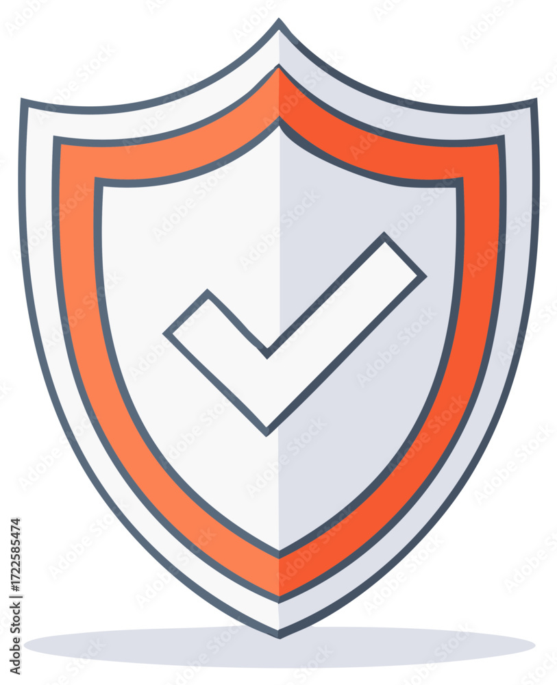 Poster security shield with check mark icon representing protection, safety, and verification.