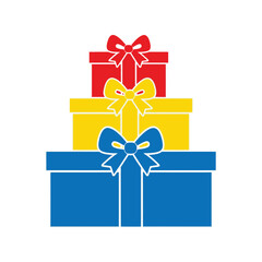 Colorful gift boxes stacked stacked celebration presents with ribbons festive surprise vector