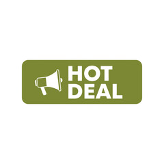 Green hot deal megaphone icon button sale promotion marketing sign vector