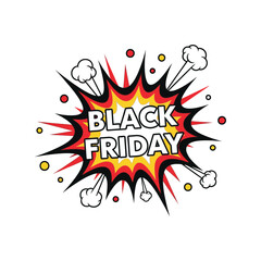 Explosive black friday sale comic style burst pop art advertising vector