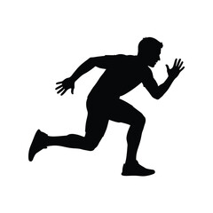Silhouette of athletic man in full stride running fast motion blur fitness sport vector