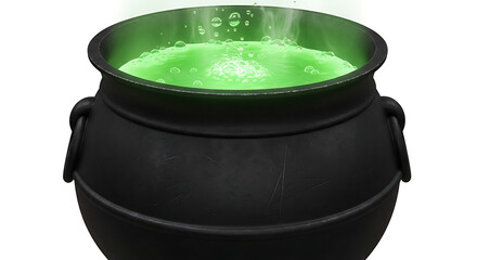 Bubbling Brew A Halloween Cauldron of Glowing Green Potion