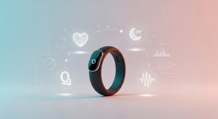 Futuristic smart ring offers holographic health tracking and biometric data visualization in a sleek design