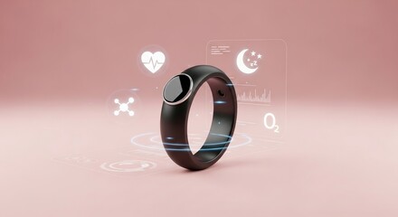 Futuristic smart ring showcases advanced health tracking and holographic interface for modern lifestyle