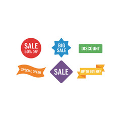 Colorful sale discount tags and banners for promotions and advertising vector
