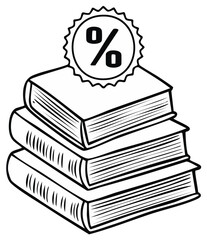 Stack of Books with Discount Tag Symbolizing Education Sales Offer