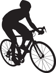 Road Cyclist Vector  Black and White Cycling Action