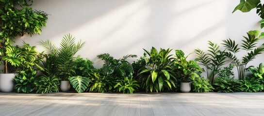 Lush greenery arrangement against a light wall
