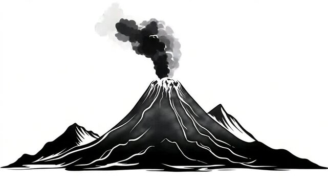 Volcano eruption silhouette
