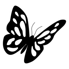 Butterfly Silhouette Front View Symmetrical Wings Isolated PNG