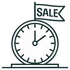 Sale Clock Vector Illustration, Time is Running Out Concept, Commercial Promotion