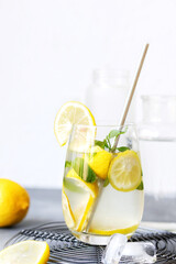 Morning Lemon Water In Clear Glass