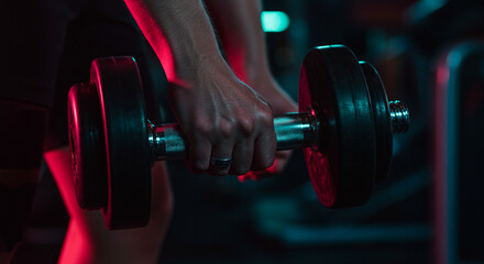 Fototapeta premium Fitness Strength Training Close-up of Hands Gripping Dumbbells