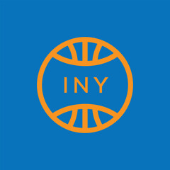 INY Basketball Company logo. INY Modern Sports logo design for entrepreneur and business. INY Team Branding best icon.
