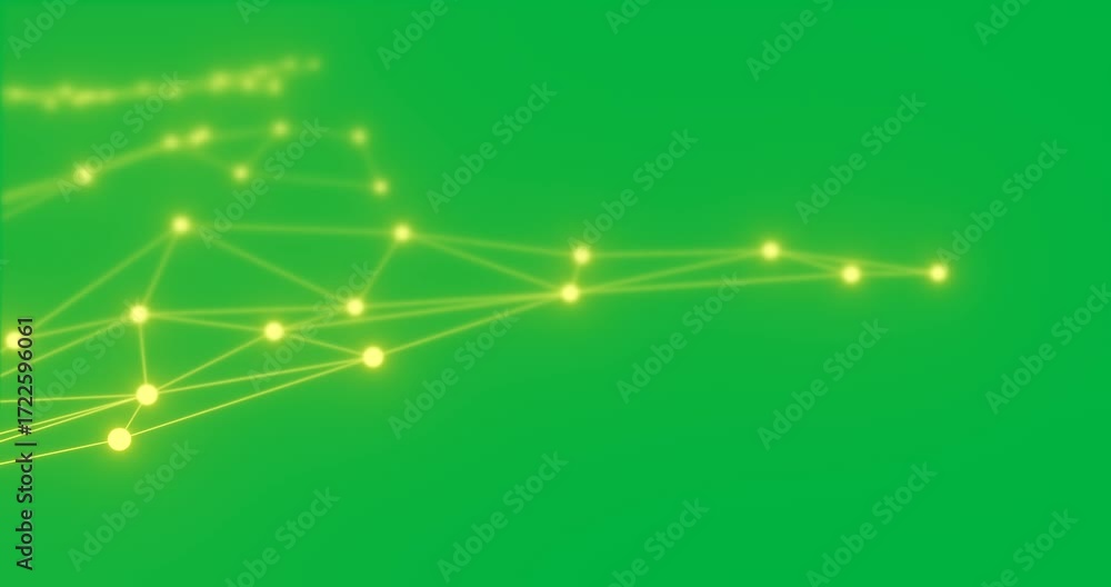 Poster animation of network of connections with glowing spots over transparent background