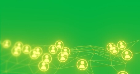 Animation of network of connections with people icons over transparent background - Powered by Adobe