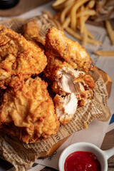 Fried Chicken And French Fries Fast Food