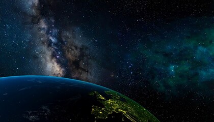 Fototapeta premium Earth and Milky Way Galaxy.