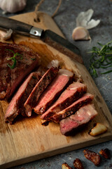 Medium Rare Beef Steak Sliced Photograph