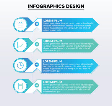 Modern infographics design with arrow shape isolated on white background