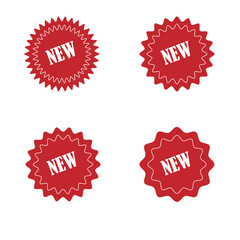 New Label collection set. Sale tags. Discount red banners and icons. Shopping Tags. Sale icons. Red isolated on white background, vector illustration EPS 10
