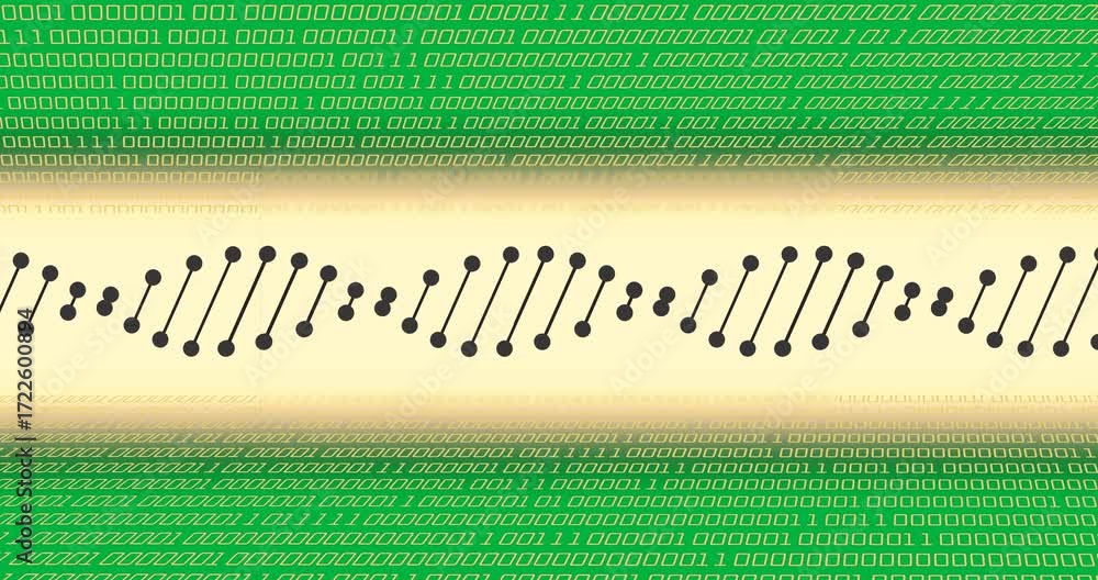 Poster animation of dna strand with data processing on transparent background