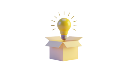 Lightbulb Idea Emerging from a Box