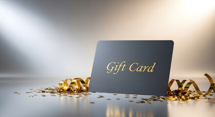 Elegant Gift Card with Golden Ribbon, Holiday Celebration, and Corporate Gifting Ideas