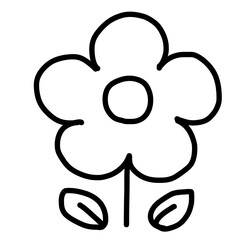 手描き線画の可愛い花のイラスト