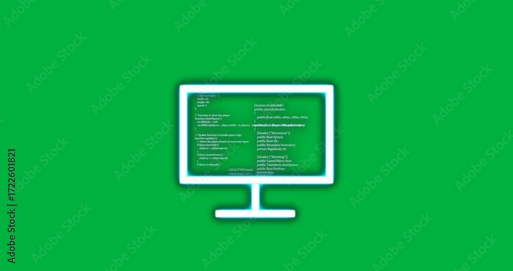 Aufkleber animation of computer with data processing on transparent background