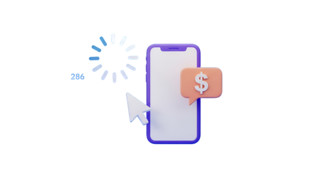 Mobile Phone with Dollar Sign and Loading Indicator