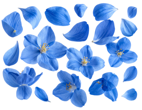 Seamless floral pattern with blue and white flowers, blossoms, and leaves for a spring or summer design - Powered by Adobe