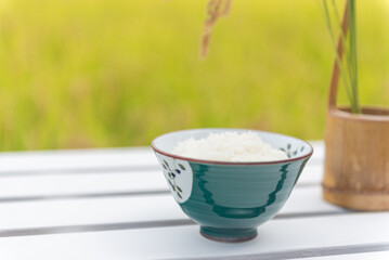 秋の田んぼと新米