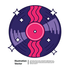 Groovy vintage music album disc with shimmering star accents for a lively retro vibe and entertainment design
