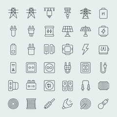 Minimal Monoline Electricity, Power & Electrician Icons
