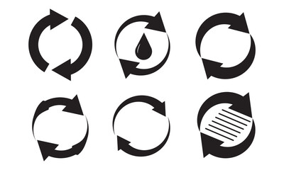 Recycling Symbol and Circular Arrows Icon Set , Eco, Sustainability, Environment Vector