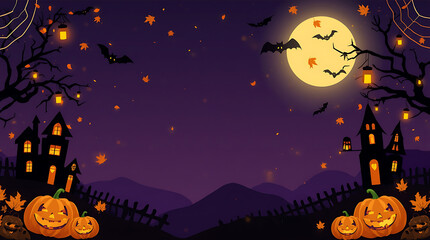 Halloween night background with pumpkin