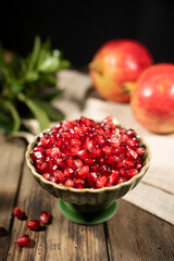 Autumn Red Pomegranates Fresh Seasonal Fruit