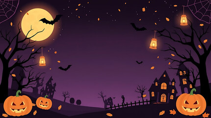 Halloween night background with pumpkin
