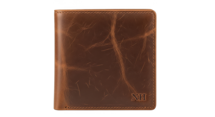 Rugged leather bifold wallet with initials