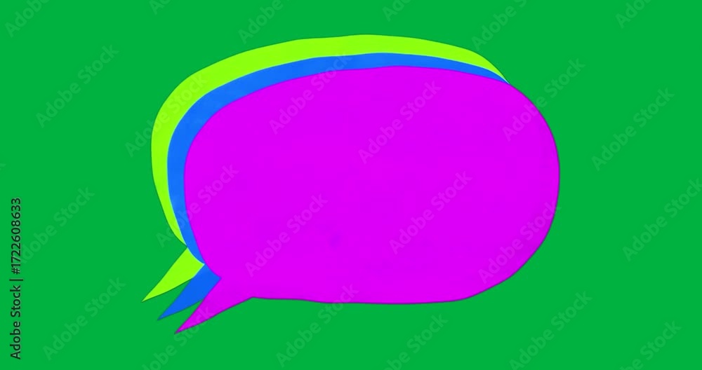 Poster designer stacking three colored speech bubbles on transparent background for digital communication
