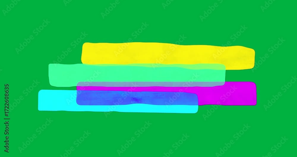 Poster designers creating branding visuals using semi transparent neon bars on transparent background