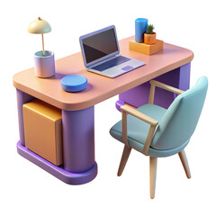 Cartoon desk setup illustration
