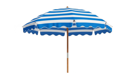 Striped beach umbrella casting cool shade