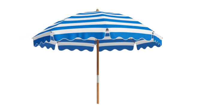 Striped beach umbrella casting cool shade