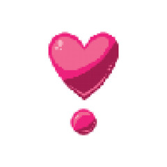 Pixel illustration with pink heart on pink background. Cute illustration for Valentine's Day.